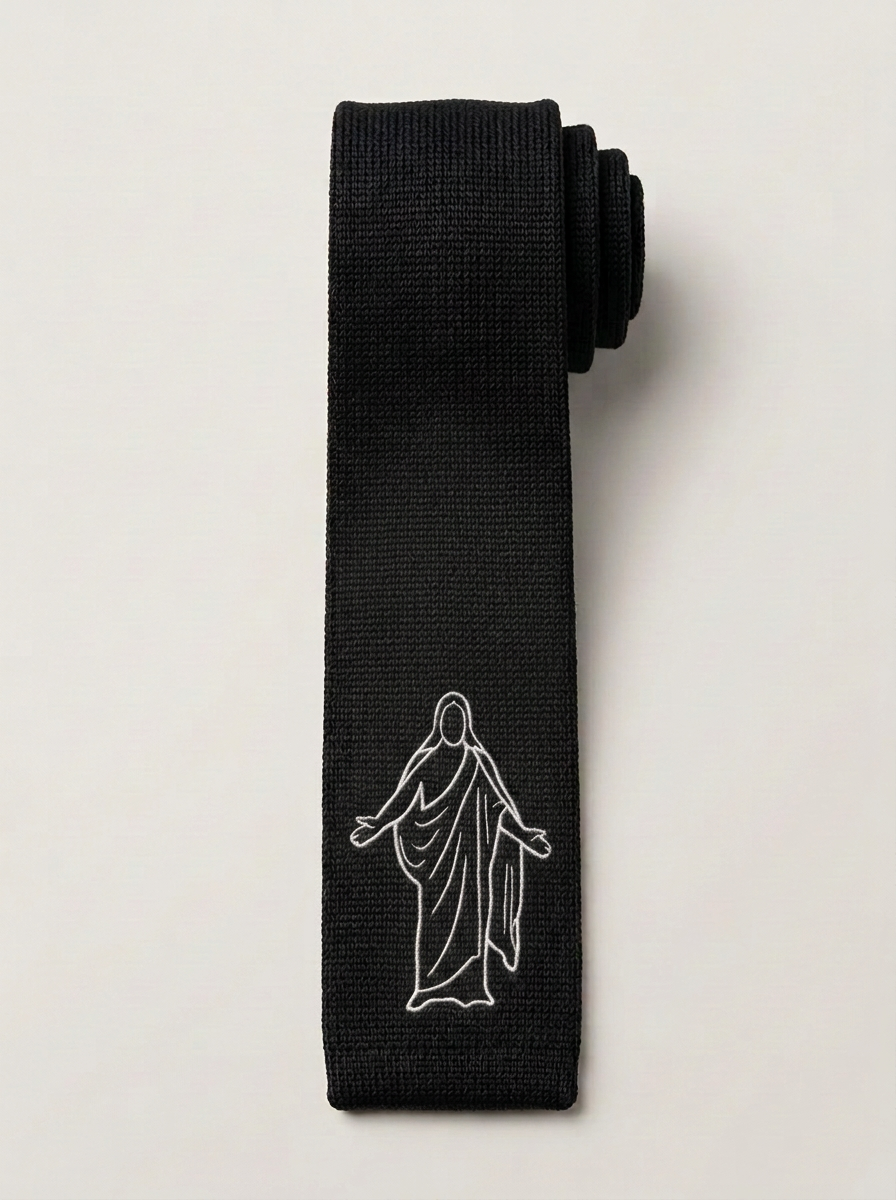 Black Christus knit tie
