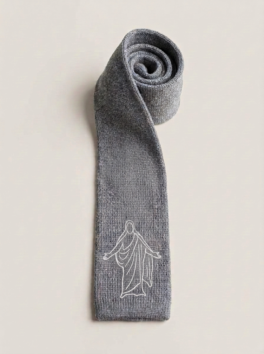 Heather Grey Christus knit tie